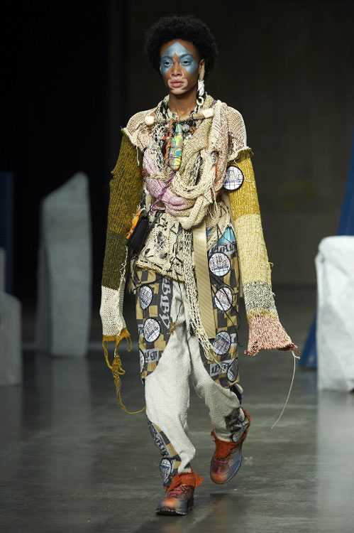 Post-industrial chic was the theme at Matty Bovan at Fashion East (photo c/o AFP)
